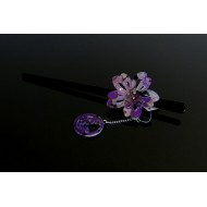 JAPANESE hair accessory - Kanzashi hair stick. Sakura with bouncy petals Purple